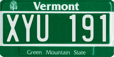 VT license plate XYU191