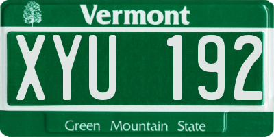 VT license plate XYU192