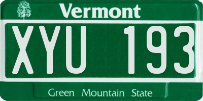 VT license plate XYU193