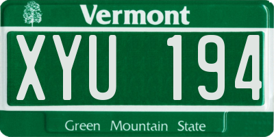 VT license plate XYU194