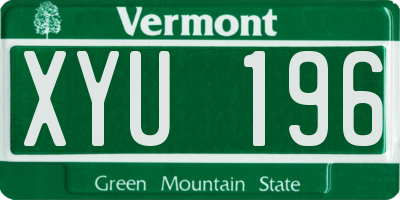 VT license plate XYU196