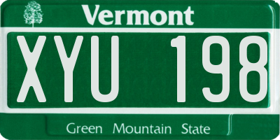 VT license plate XYU198