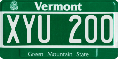 VT license plate XYU200