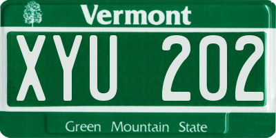 VT license plate XYU202