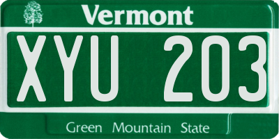VT license plate XYU203