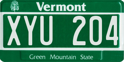 VT license plate XYU204