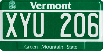 VT license plate XYU206