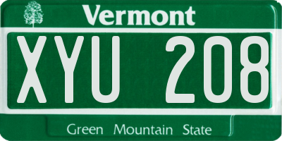 VT license plate XYU208