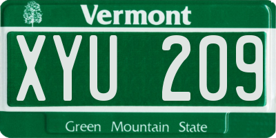 VT license plate XYU209