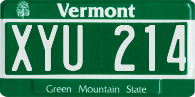 VT license plate XYU214