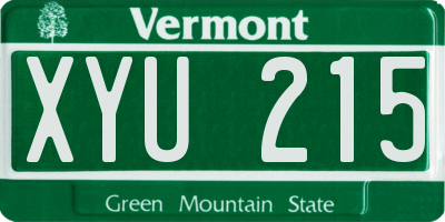 VT license plate XYU215