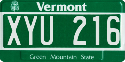VT license plate XYU216