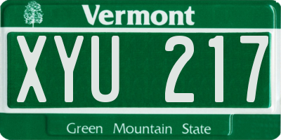 VT license plate XYU217