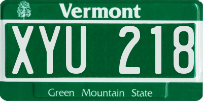 VT license plate XYU218