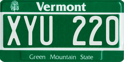 VT license plate XYU220
