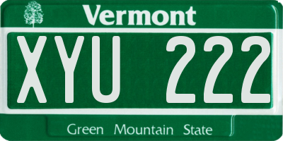 VT license plate XYU222