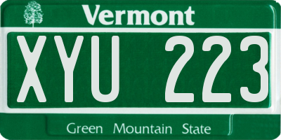 VT license plate XYU223