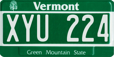 VT license plate XYU224