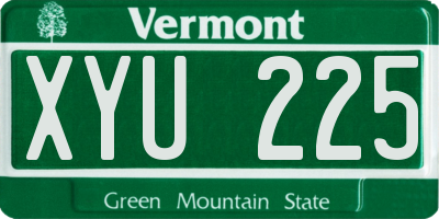 VT license plate XYU225