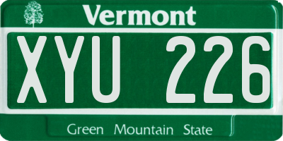VT license plate XYU226
