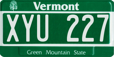 VT license plate XYU227