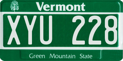 VT license plate XYU228