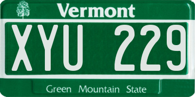 VT license plate XYU229