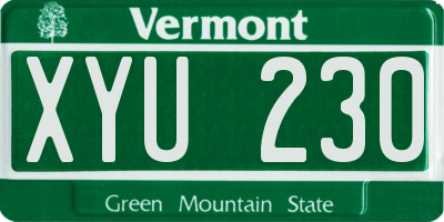 VT license plate XYU230