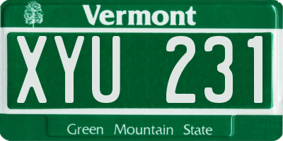 VT license plate XYU231