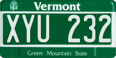 VT license plate XYU232