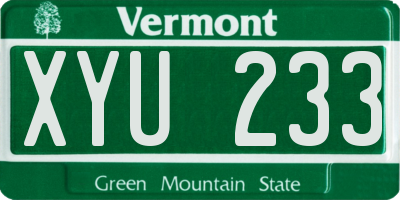 VT license plate XYU233