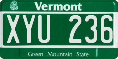 VT license plate XYU236