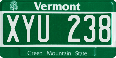 VT license plate XYU238