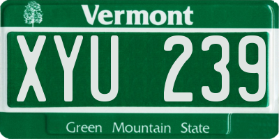 VT license plate XYU239