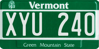 VT license plate XYU240