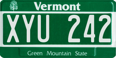 VT license plate XYU242