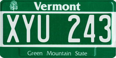 VT license plate XYU243