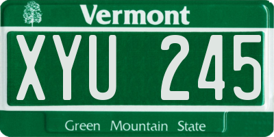 VT license plate XYU245