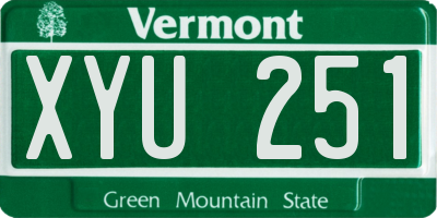 VT license plate XYU251