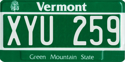 VT license plate XYU259