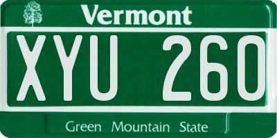 VT license plate XYU260