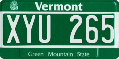 VT license plate XYU265