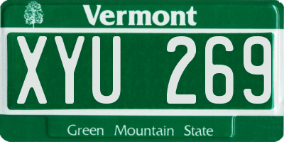 VT license plate XYU269