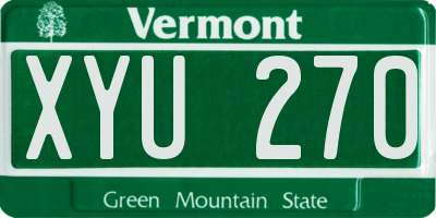 VT license plate XYU270