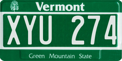 VT license plate XYU274