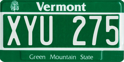 VT license plate XYU275