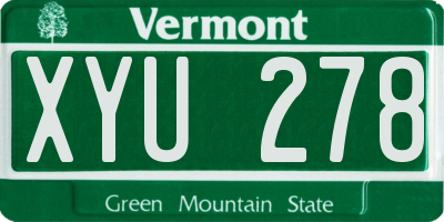 VT license plate XYU278