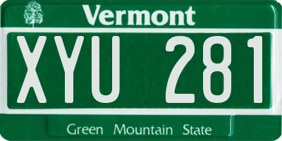 VT license plate XYU281