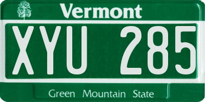 VT license plate XYU285