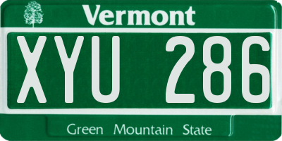 VT license plate XYU286